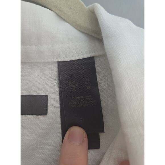 Liz Claiborne White Linen Long Sleeve Button Front Belted Jacket Womans Size XL - Picture 4 of 4